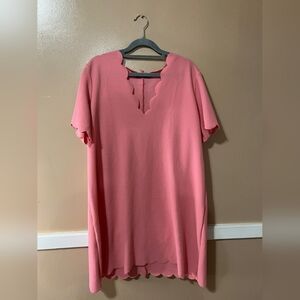 Boohoo Coral Scalloped Dress